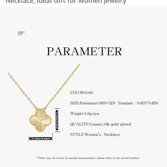 18K Gold Plated Elegant Lucky Clover Pendant Necklace - Picture 6 of 6